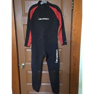 Lemorecn Wetsuit Mens Size Medium Black Red Neoprene Full Body Surfing 3/2MM NWT